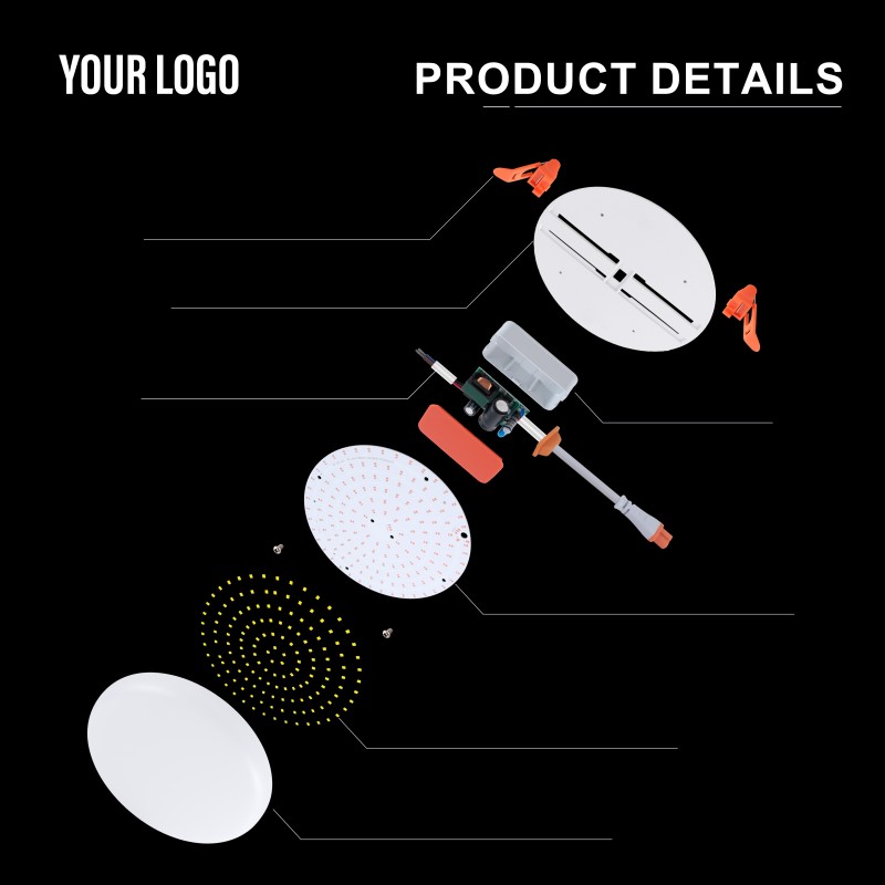 Lampu Panel Tanpa Bingkai LED Tersembunyi 36W, Aluminium + PC, Besi + PP